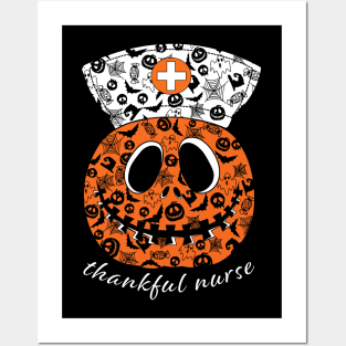 Thankful Nurse Halloween Ghost Pumpkin Thanksgiving Day Posters and Art